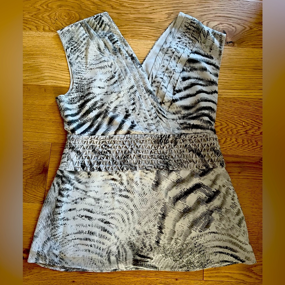 V neck blouse with bras strap holders, side zipper